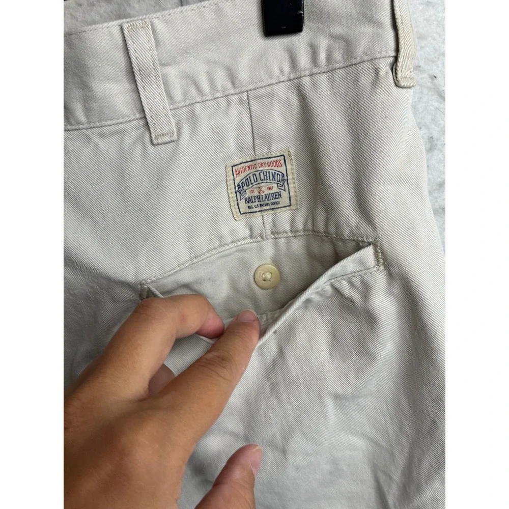 Polo Ralph Lauren Andrew Shorts Mens 34 Tan Beige Pleated Chino Cotton USA 90s